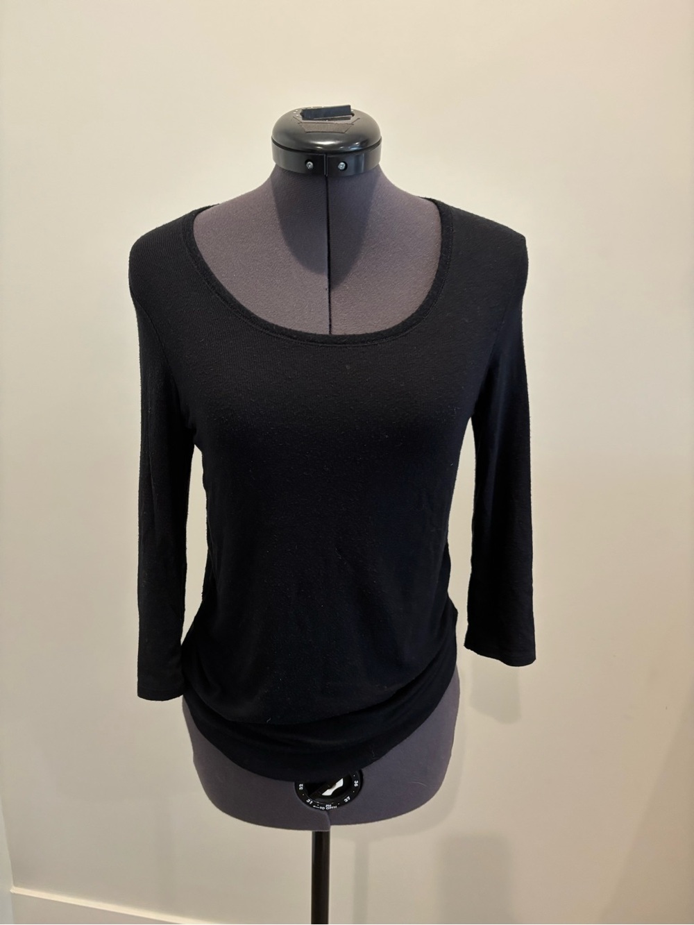 ATM Anthony Thomas Melillo Black Scoop Neck Long Sleeve Top